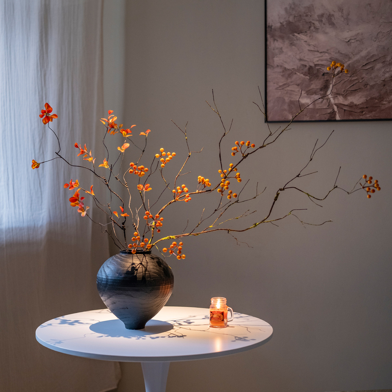 Artificial Flowers and Decorations with Fortune Fruit for Living Room and Tea Room, New Chinese Style New Year Decorations Artificial Flowers and Decorations with Fortune Fruit for Living Room and Tea Room, New Chinese Style New Year Decorations