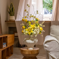 Haohong Jingpin Artificial Flowers, Fake Lilies, High-End Realistic Floral Arrangements, Living Room, French Dining Table, Entrance Hall Decorations