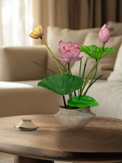 Good Luck Lotus, Artificial Lotus Bonsai, New Chinese-Style Decorative Ornament, High-End Realistic Tea Room Decoration, Song Dynasty Aesthetics