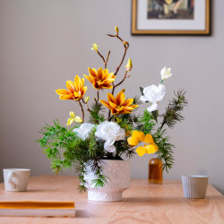 Haohong Jingpin Fumanyulan Artificial Flowers, Fake Flower Decorations, Light Luxury High-End Tea Room Dining Table, New Chinese Style Zen Decorations