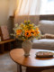 Sunflower Artificial Flowers with a High-End Feel, Faux Bouquet in a Vintage Style for Living Room and Dining Table Decoration, Cream-Style Arrangement