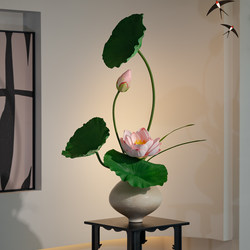Lotus Artificial Flower Bonsai, High-End and Realistic, Suitable for Entrance, Tea Room, Song Dynasty Aesthetic Decoration, New Chinese-Style Living and Dining Room