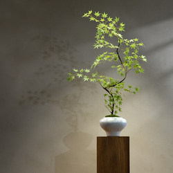 Flowing Spring Maple Artificial Green Plant, High-End Light Luxury New Chinese Style Zen Tea Room Entrance Decoration, Fake Flower Small Potted Plant Ornament
