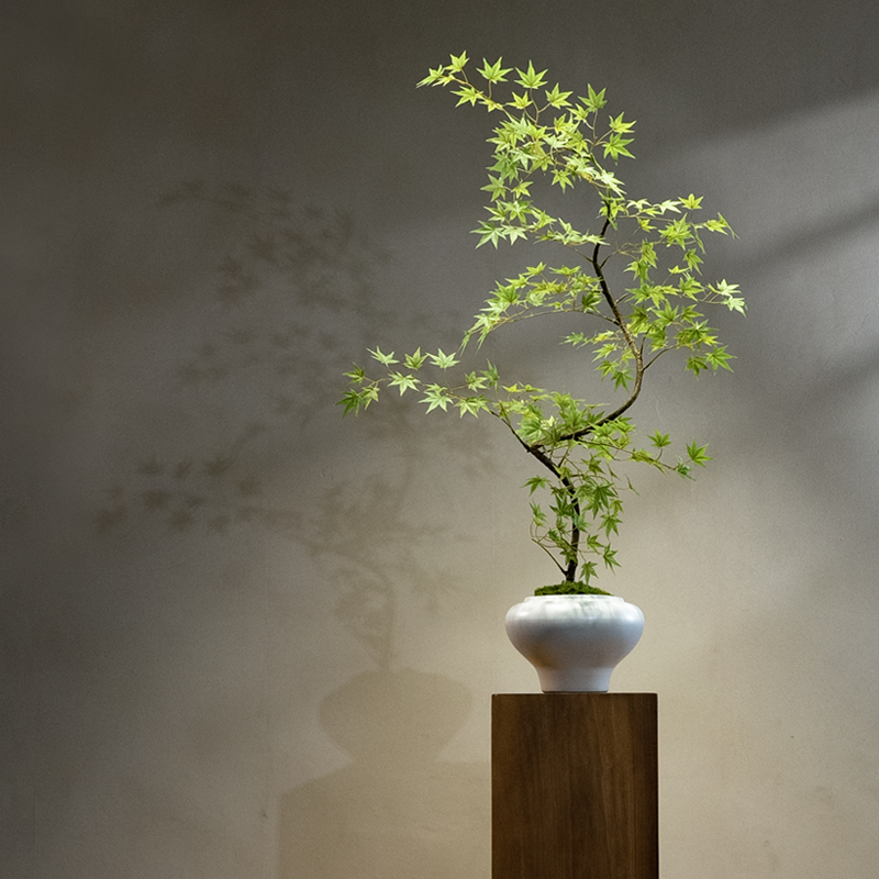 Flowing Spring Maple Artificial Green Plant, High-End Light Luxury New Chinese Style Zen Tea Room Entrance Decoration, Fake Flower Small Potted Plant Ornament