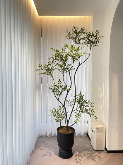 Haihong Jingpin Nandina Bamboo simulated green plants high-end light luxury indoor living room bionic fake plants large floor-standing potted plants