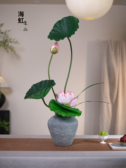 Lotus Artificial Flowers, High-End Realistic Fake Floral Arrangements, Light Luxury, Classy New Chinese Style Living Room and Tea Room Decoration