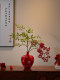 Artificial Green Plant with Fake Red Pomegranate Fruit in Ceramic Vase Decoration for Festive New Year in Living Room, Dining Room, or Entryway