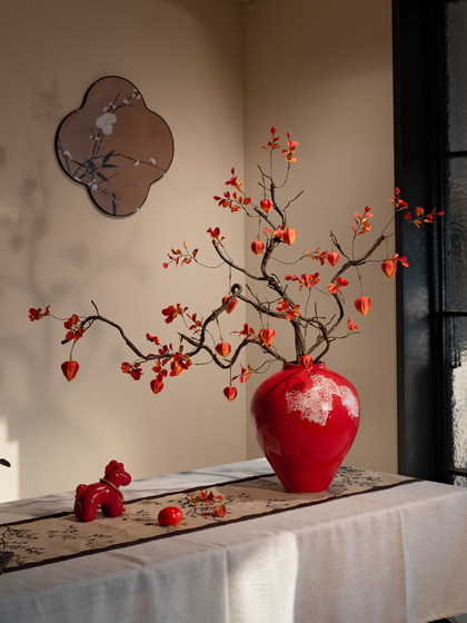 Autumn Maple Leaves, Fortune Fruit, Restaurant Tea Room, New Year's Eve Flower Decorations, Wabi-Sabi Style, Simulated Fake Song Dynasty Dragon Jujube Branches