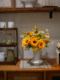 Sunflower Artificial Flowers with a High-End Feel, Faux Bouquet in a Vintage Style for Living Room and Dining Table Decoration, Cream-Style Arrangement