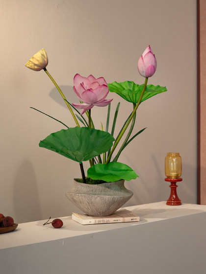 Good Luck Lotus, Artificial Lotus Bonsai, New Chinese-Style Decorative Ornament, High-End Realistic Tea Room Decoration, Song Dynasty Aesthetics