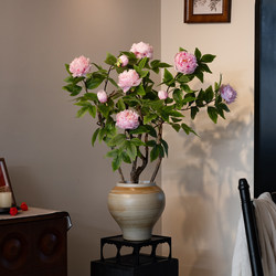 Peony Artificial Flowers High-End New Year Bonsai New Year's Eve Decoration for Living Room Entrance Realistic Chinese Style Sofa