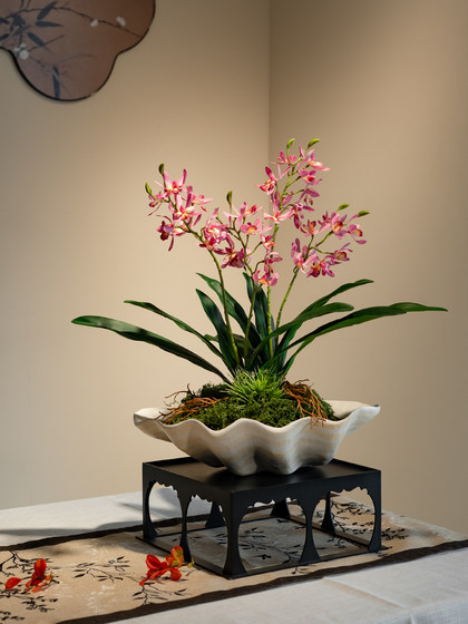 Artificial Orchid Flower in a Tall Pot, Fake Decoration for Entrance, Tea Room, New Chinese Style, Song Dynasty Aesthetics, Desktop Decoration