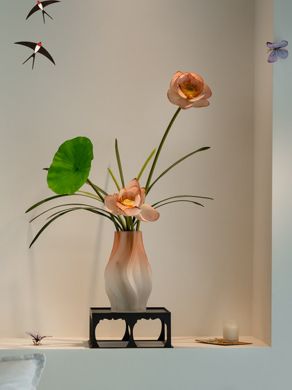 Simulated lotus entrance, national style, Song Dynasty aesthetics, light luxury, high-end living room dining table, tea room, TV cabinet, decorative ornaments, fake