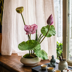Sea Rainbow Scenery Lotus Artificial Flower New Chinese Style Ornament Vase Zen Entrance Potted Plant High-End Realistic Tea Room Decoration