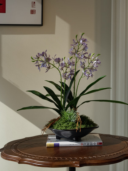 Artificial Orchid Flower in a Tall Pot, Fake Decoration for Entrance, Tea Room, New Chinese Style, Song Dynasty Aesthetics, Desktop Decoration