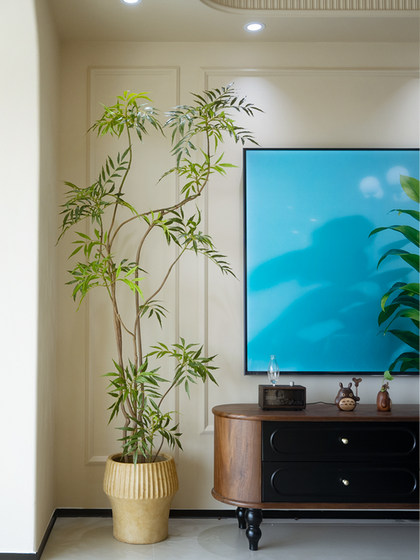 Haohong Jingpin Huangtianzhu Artificial Green Plant, High-End Light Luxury, Mid-Century Style Living Room Decoration, Fake Tree, Large Floor-Standing Potted Plant