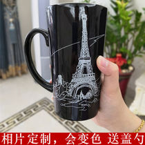 Color-changing Cup creative personality custom starry sky can be printed photo heating Net red ceramic Mark water Cup trend gift