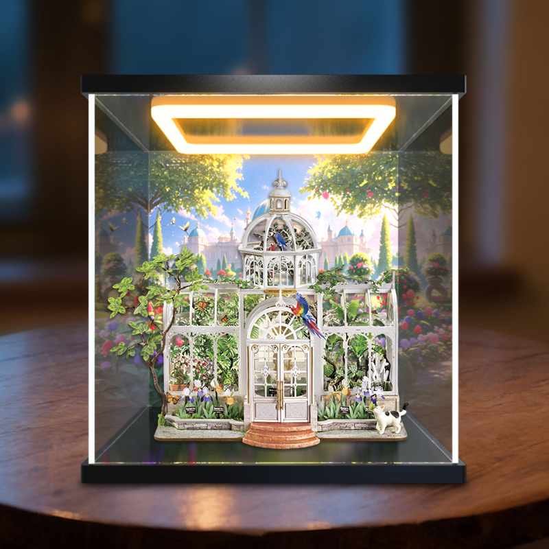 Suitable for Ruolai Light Oxygen Greenhouse Garden Handmade DIY Cabin Art House Model Dustproof Display Box with Backlit Lighting Suitable for Ruolai Light Oxygen Greenhouse Garden Handmade DIY Cabin Art House Model Dustproof Display Box with Backlit Lighting