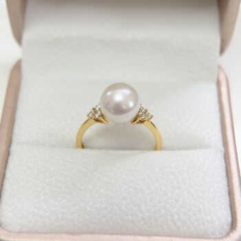 Natural freshwater pearl ring s925 sterling silver live mouth adjustable ring simple temperament perfect round bright light ring bracelet