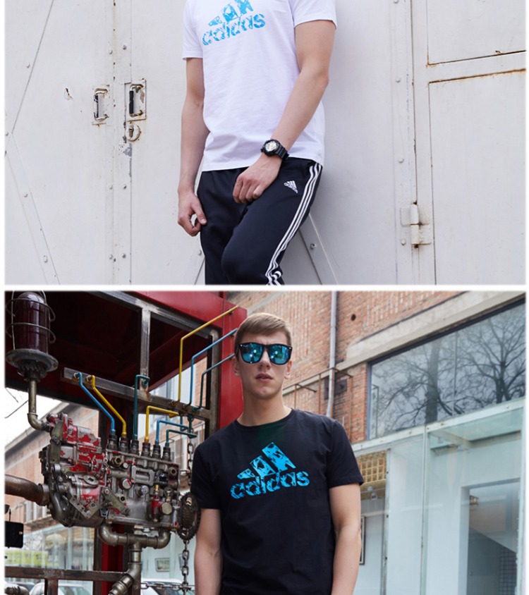 Adidas adidas ngắn tay nam mới cổ tròn thể thao giản dị thoáng khí tập thể dục chạy áo thun áo ba lỗ gymshark