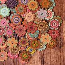 100 grain packs 20 25mm imitation ancient bohemian buttons Classical European wind wood buckle handmade DIY accessories clothes