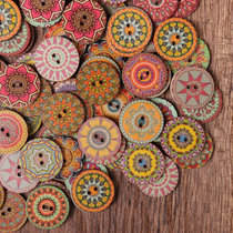 20 20 25mm 100 grain packs retro patterned wooden wafer button DIY decorative patterned buttons