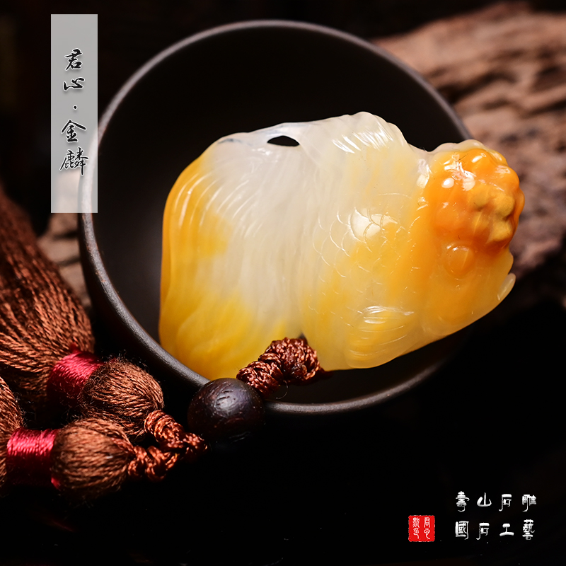 Jun Xin Mo Shoushan Stone Carving Goldfish Handhold Orders Boutique Lao Frozen Stone Hand Carving Featured Literature and Play Gifts