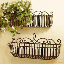 European Wrought iron flower rack Wrought iron flower blue Wrought iron wall hanging flower rack Balcony flower rack Flower basket railing flower basket