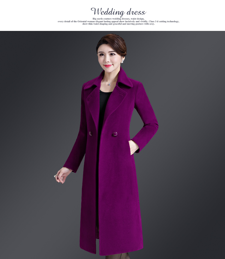 Các bà mẹ trung niên và già mặc áo khoác cashmere của phụ nữ, phụ nữ không có hai mặt, phần dài của áo len mùa thu và mùa đông trên đầu gối - Áo len lót đôi áo khoác phao nữ