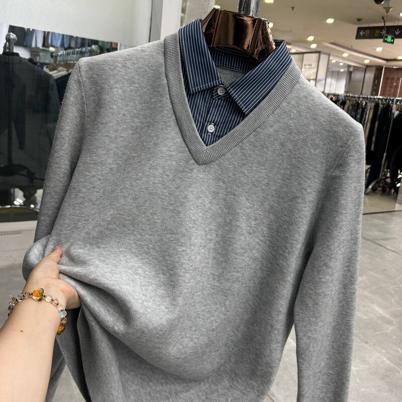 【H Brand】Thickened! Rare Gray Color! Super Warm! Can Be Worn as an Inner Layer or Outerwear! Brand Men's Thick Sweater