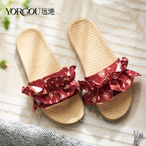 Far Port 2022 new plexplexen linen slippers female summer indoor home non-slip deodorant antibacterial all season home