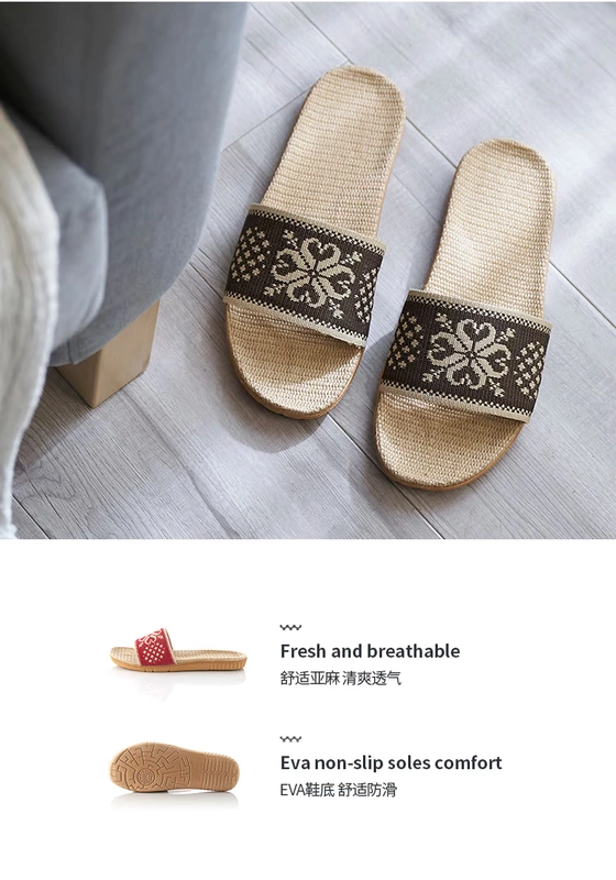 Yuangang dép đi trong nhà mùa hè nữ nhà kháng khuẩn trong nhà nam chống trượt đôi dép lanh và dép mùa hè - Trang chủ dép mang trong nhà tắm
