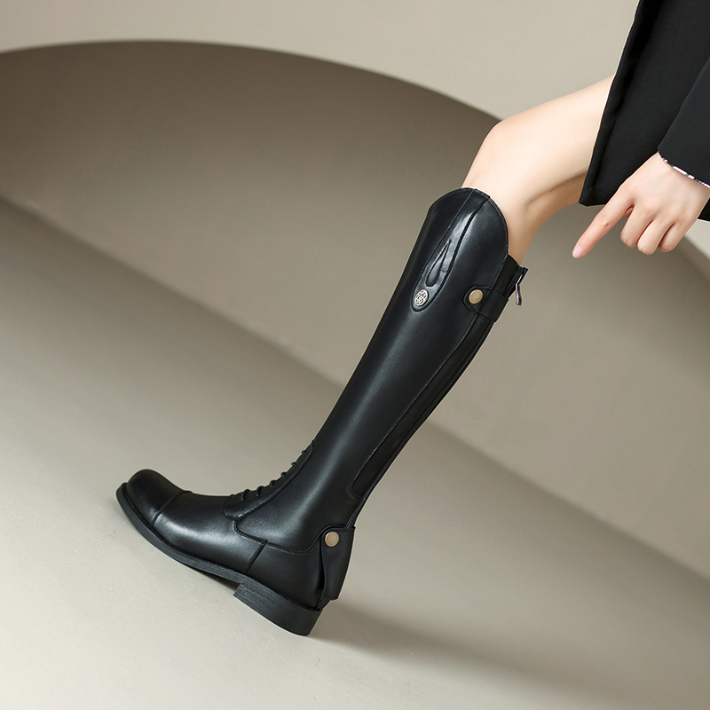 Low Heel 3cm. Equestrian Boots, Genuine Leather Long Boots for Women, Professional Equipment, Knight Boots, Cowhide Horse Boots, Thick Heel High Boots