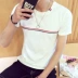 Áo thun ngắn tay nam cổ tròn cotton cotton nửa tay áo sơ mi trắng đáy xu hướng Hàn Quốc XL nam mùa hè áo thun nam big size Áo phông ngắn