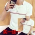 Áo thun ngắn tay nam cổ tròn cotton cotton nửa tay áo sơ mi trắng đáy xu hướng Hàn Quốc XL nam mùa hè áo thun nam big size Áo phông ngắn