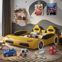 Childrens bed boy car bed small bed single bed cartoon sports car bed with guardrail boy child bed childrens room