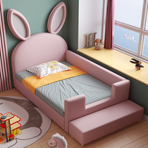 Childrens stitching bed solid wood widening side bed baby baby room boy girl princess bed with guardrail single custom
