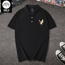 Polo shirt mens short sleeve ins loose fattening and increasing tide brand lapel size harbor style summer collar half sleeve T-shirt tide