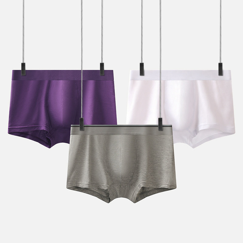 Gvzpea men's boxer modal antibacterial series simple mid-waist solid color youth sports sweat-absorbing underwear