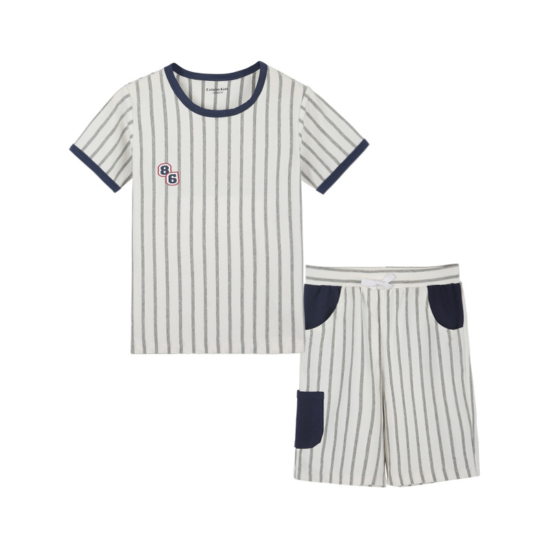 Short Sleeve Shorts Set Summer Màu Cầu Trẻ em ăn mặc cho trẻ em lớn Kids Ski Thể thao Casual Set.