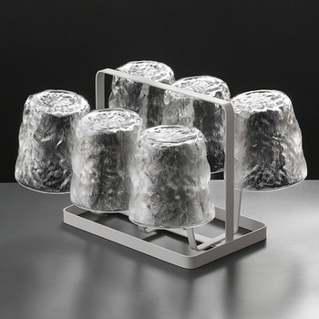 [Pack of 6] Glacier-Patterned Glass Cups for Women, Summer Household Milk, Beer, Beverage, Coffee, Tea Cups