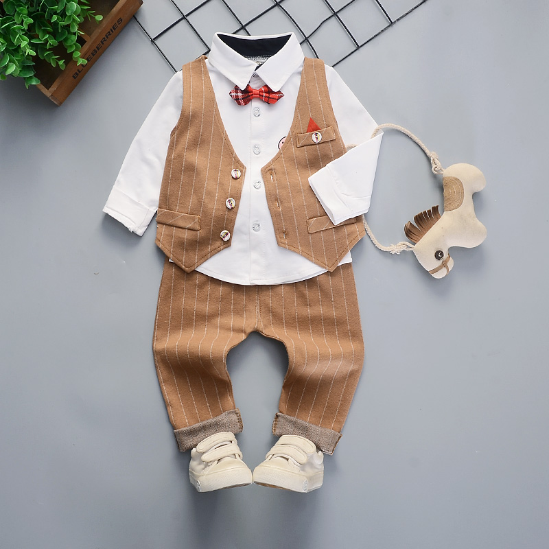 . Boy áo giáp Gentleman ba mảnh set 2 mùa thu 3 trẻ em nhỏ phù hợp với 4 bé chiếc váy thiết lập 1 tuổi.