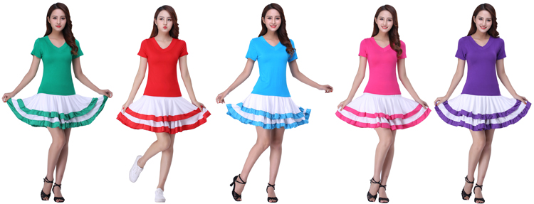 Mùa xuân 2017 hè mới trang phục khiêu vũ vuông hai tầng váy nhảy vuông váy nhảy múa váy thể thao vuông nhảy - Khiêu vũ / Thể dục nhịp điệu / Thể dục dụng cụ giày dancesport