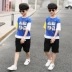 Quần áo bé trai mùa hè 2019 cho bé lớn mới hè hè tay ngắn hai mảnh đẹp trai đẹp trai phiên bản hàn quốc - Phù hợp với trẻ em váy trẻ em 10 tuổi Phù hợp với trẻ em