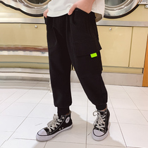  Childrens clothing boys overalls pants spring and autumn childrens casual sports pants trend big childrens autumn 2021 new Western style