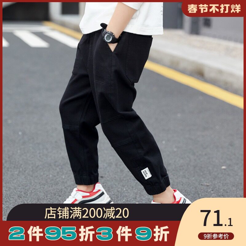 Boys' overalls 2021 new children's autumn casual pants children's spring and autumn loose foreign sports pants