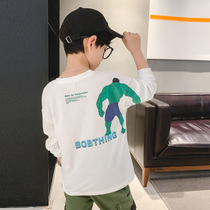 Childrens clothing boys spring clothing long sleeve T-shirt childrens coat base shirt in the big Children Spring and Autumn style inside 2021 New Tide