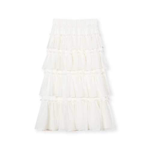 Белая кружевная весенняя юбка, высокая талия, А-силуэт