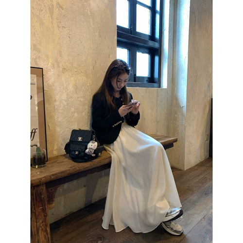 Приталенная длинная белая цветная длинная юбка, средней длины, в корейском стиле, высокая талия, А-силуэт