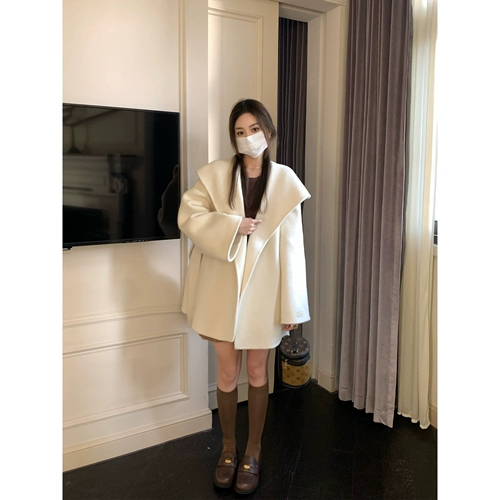 Шерстяной плащ, зимнее двусторонное шерстяное пальто, премиум класс, яркий броский стиль